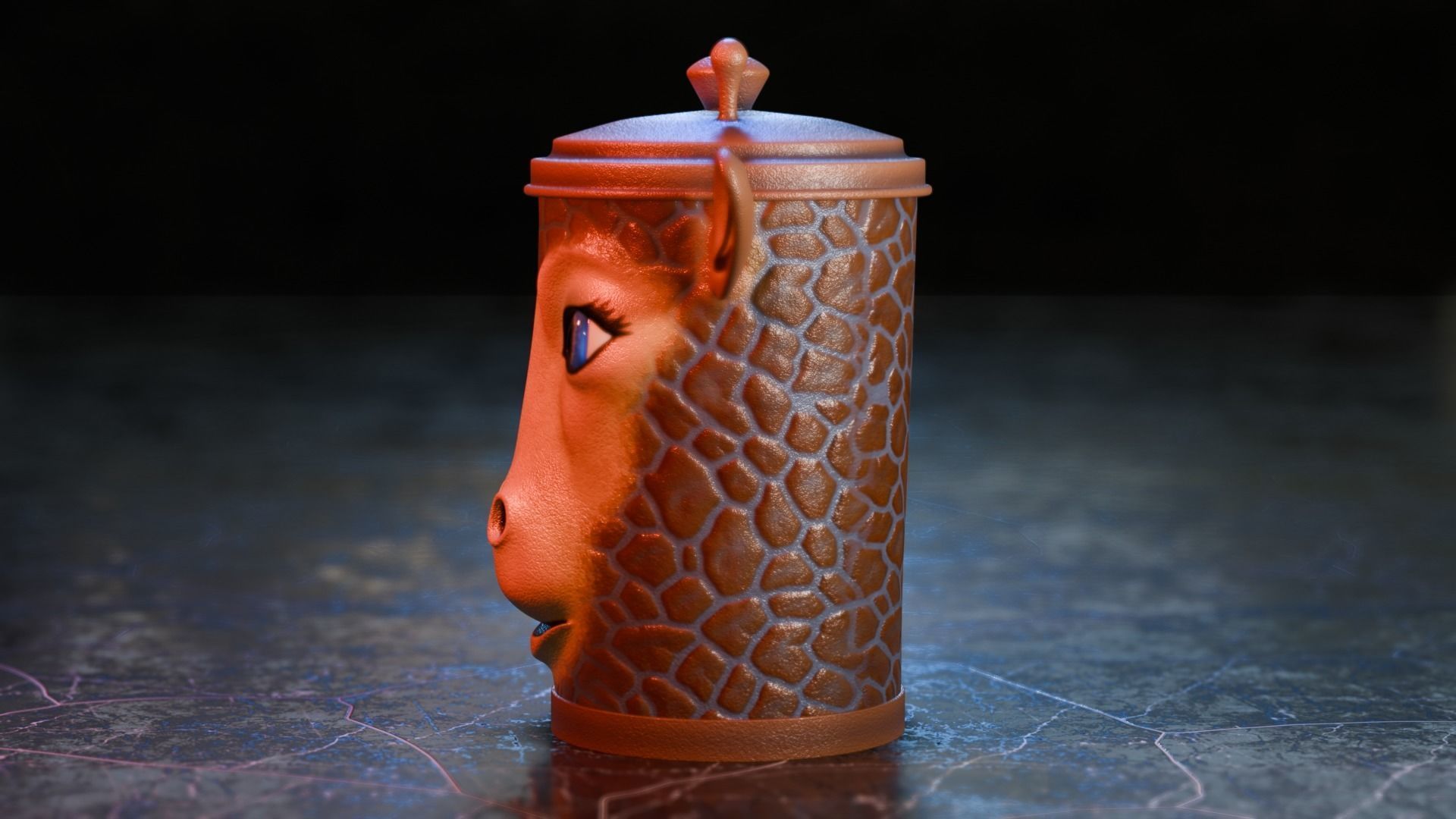 Recycle bin designed to resemble a giraffe head 3D model_4