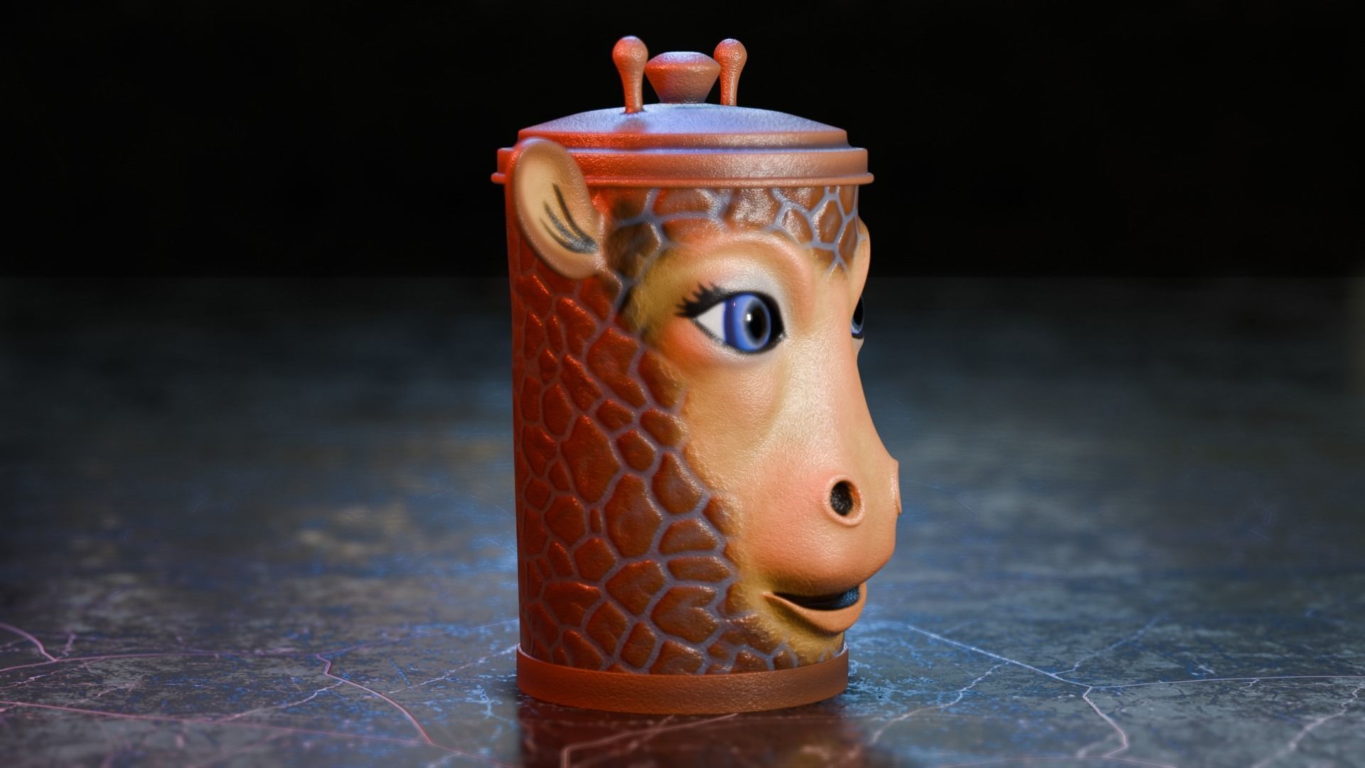 Recycle bin designed to resemble a giraffe head 3D model_11