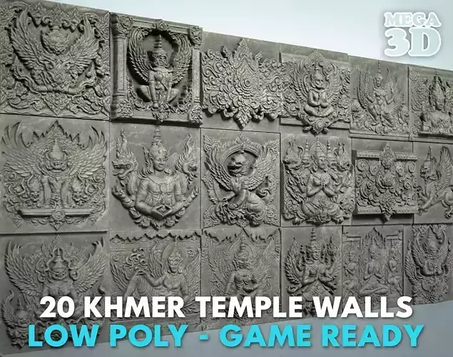 Low poly Khmer Walls - 240427 Low-poly 3D model