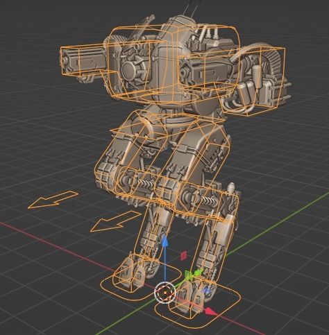 Animated sci-fi military mech Low-poly 3D model_35
