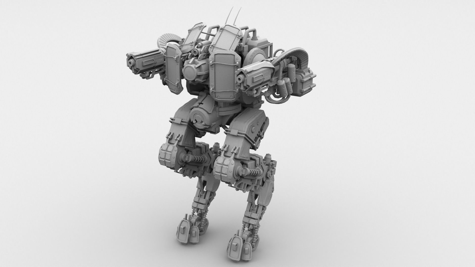 Animated sci-fi military mech Low-poly 3D model_23