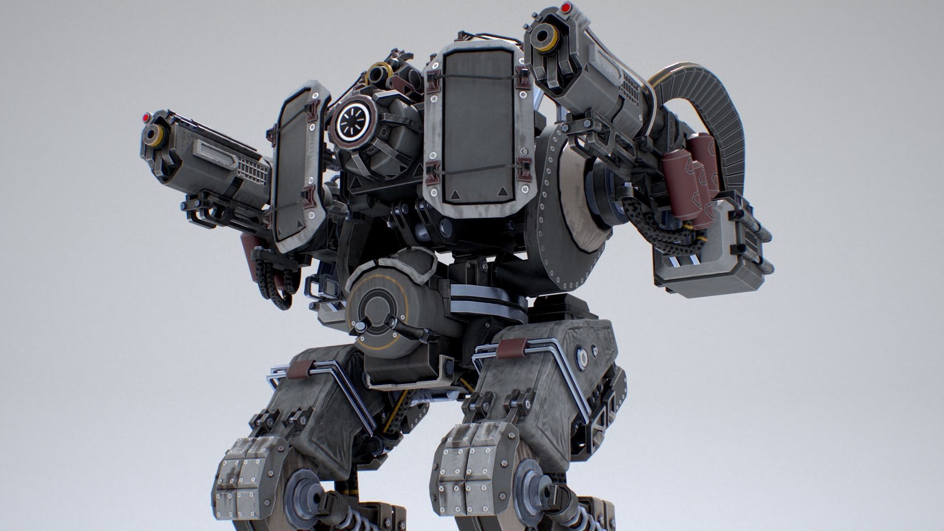 Animated sci-fi military mech Low-poly 3D model_22
