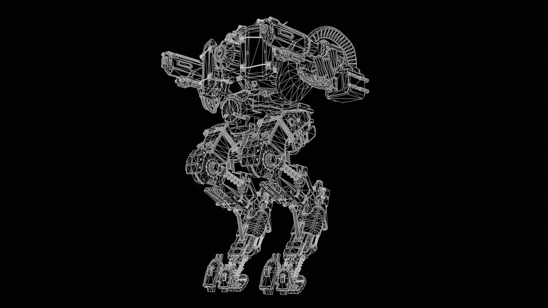 Animated sci-fi military mech Low-poly 3D model_27