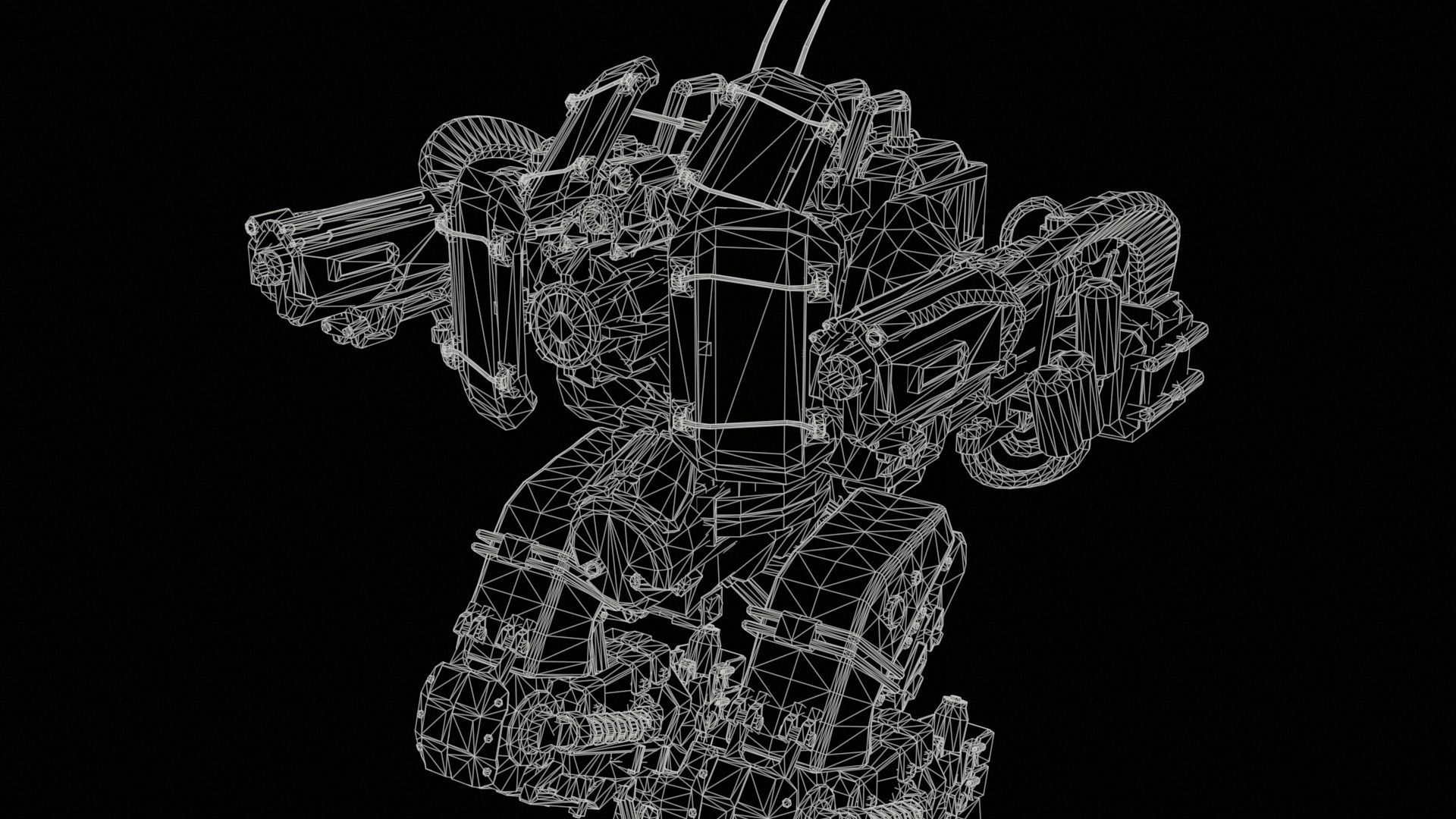 Animated sci-fi military mech Low-poly 3D model_29