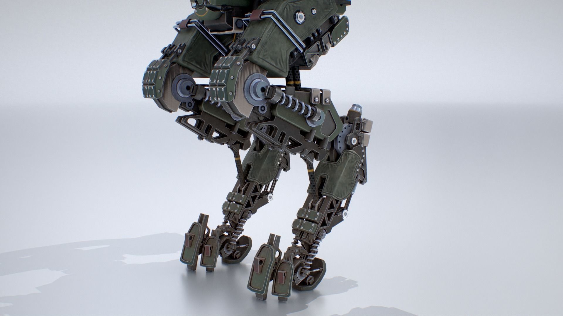 Animated sci-fi military mech Low-poly 3D model_13