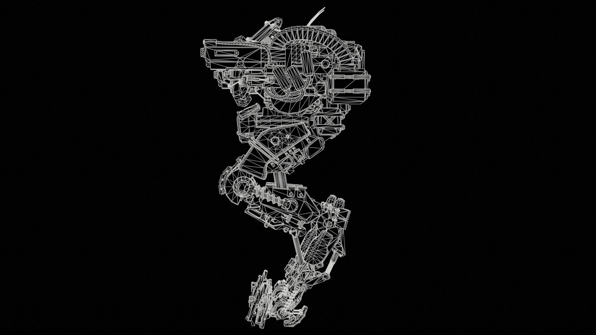 Animated sci-fi military mech Low-poly 3D model_33