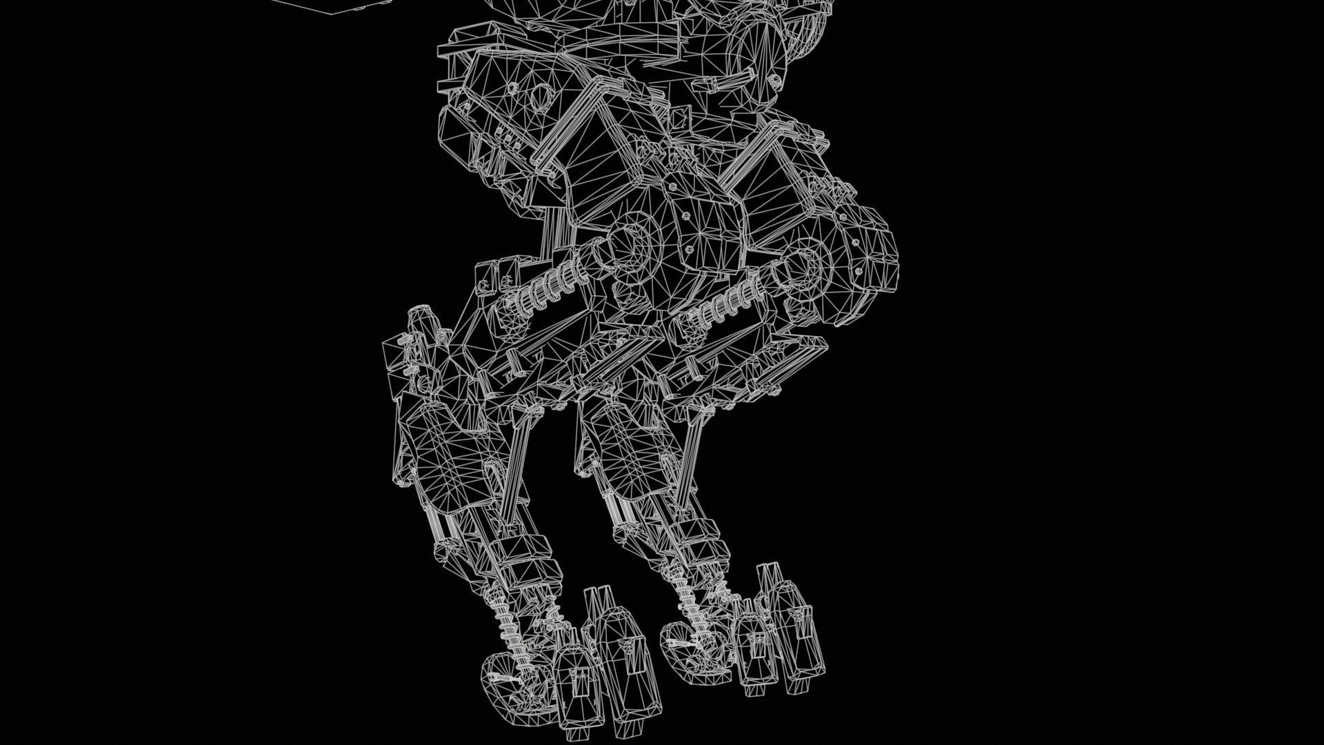 Animated sci-fi military mech Low-poly 3D model_30