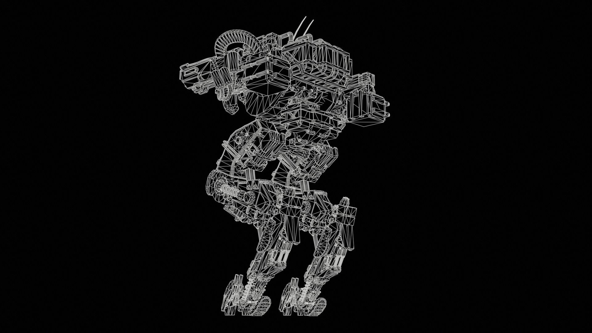 Animated sci-fi military mech Low-poly 3D model_28