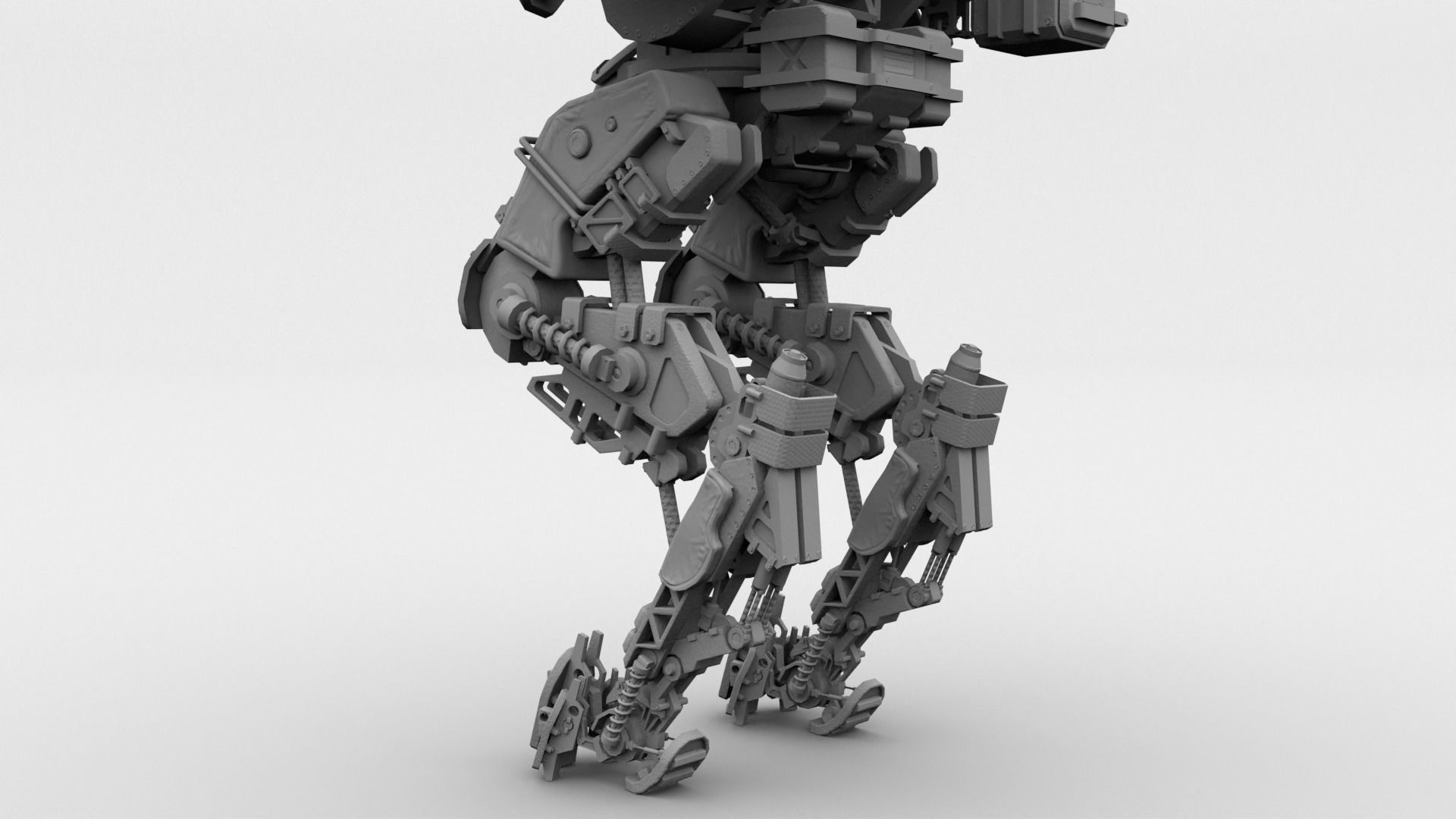 Animated sci-fi military mech Low-poly 3D model_26