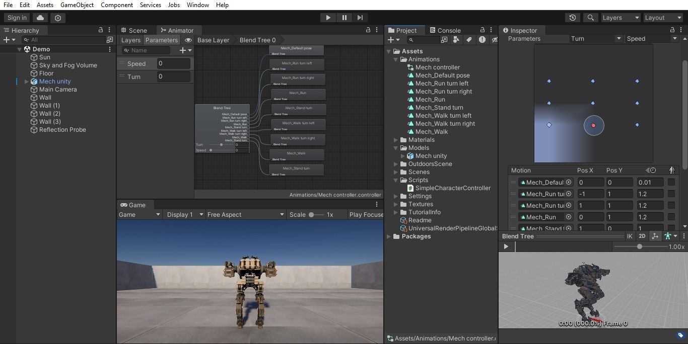 Animated sci-fi military mech Low-poly 3D model_39