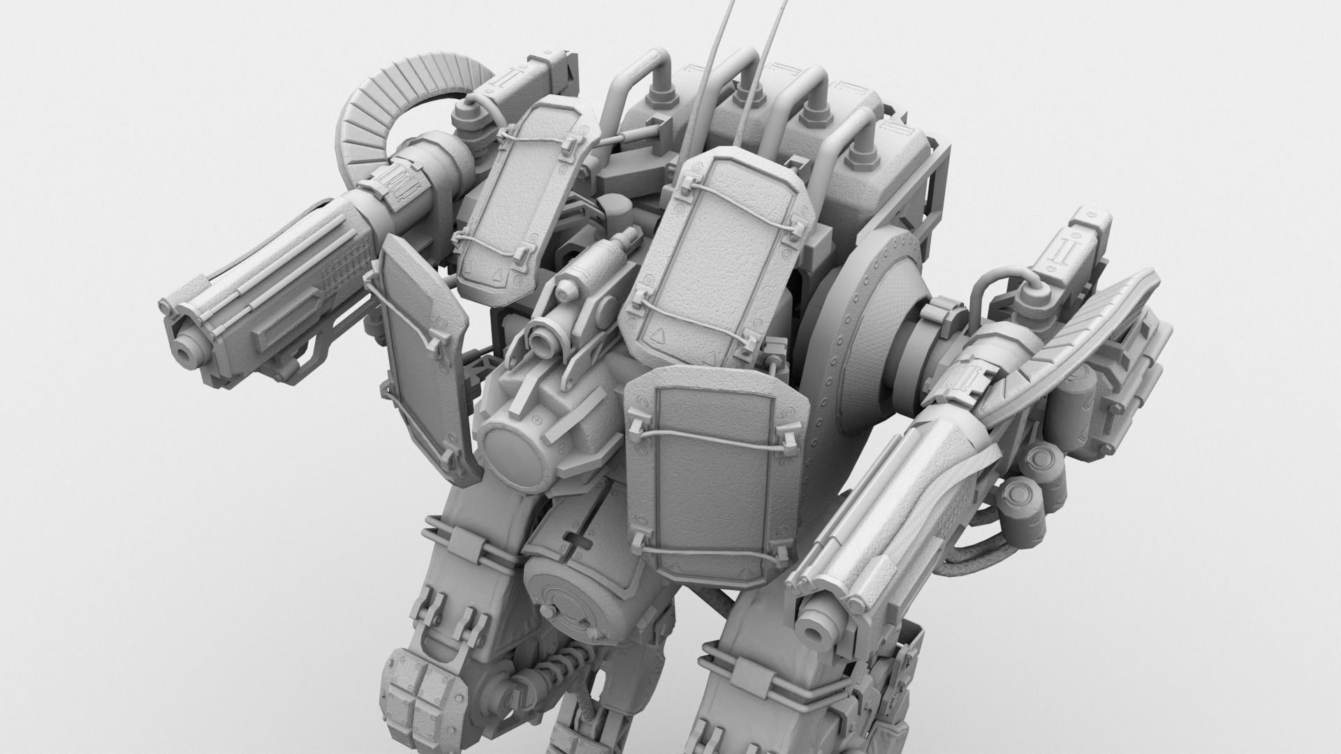 Animated sci-fi military mech Low-poly 3D model_25