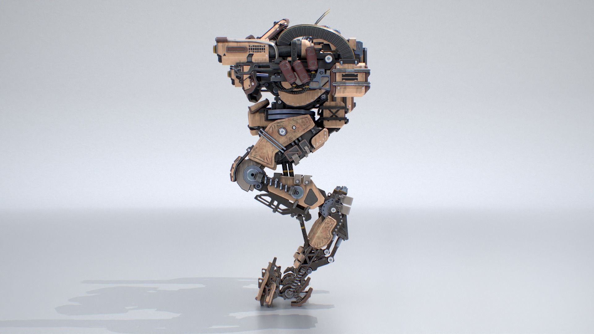 Animated sci-fi military mech Low-poly 3D model_18