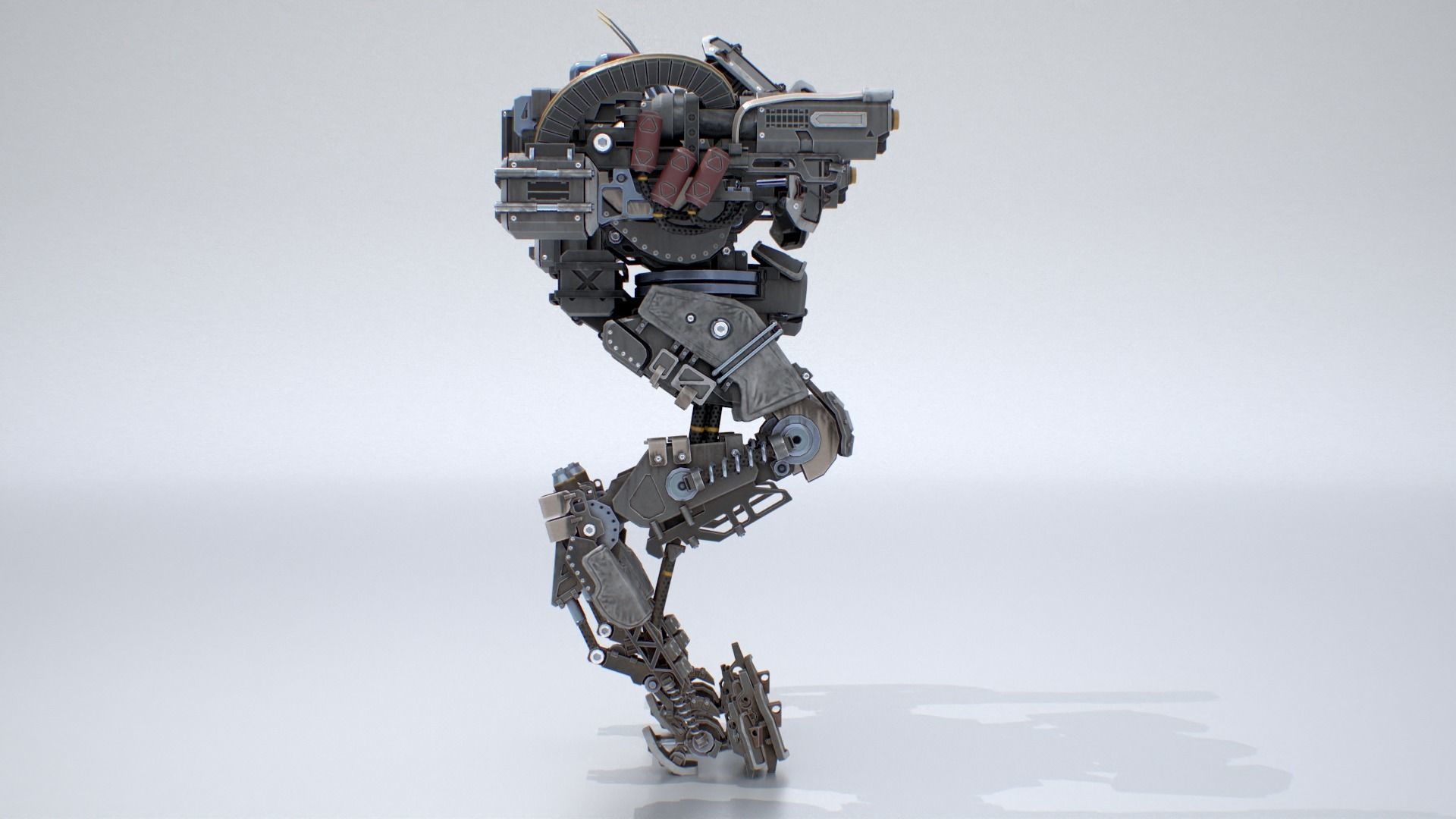 Animated sci-fi military mech Low-poly 3D model_19
