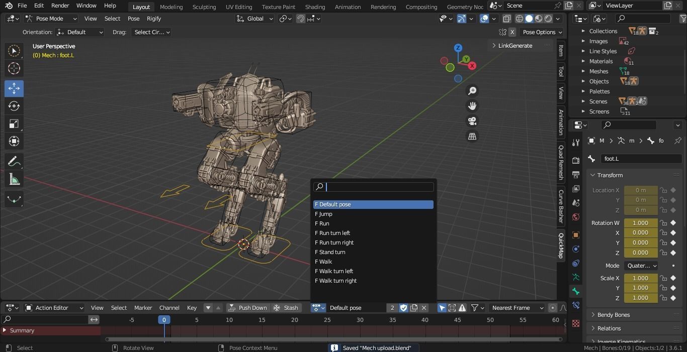 Animated sci-fi military mech Low-poly 3D model_34