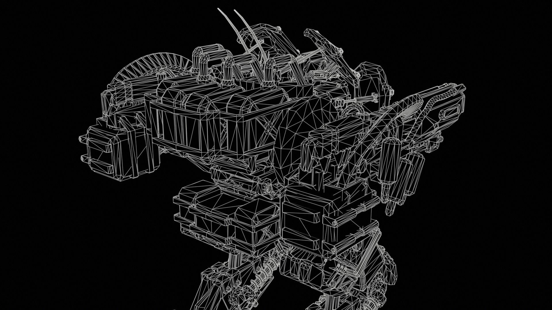 Animated sci-fi military mech Low-poly 3D model_31