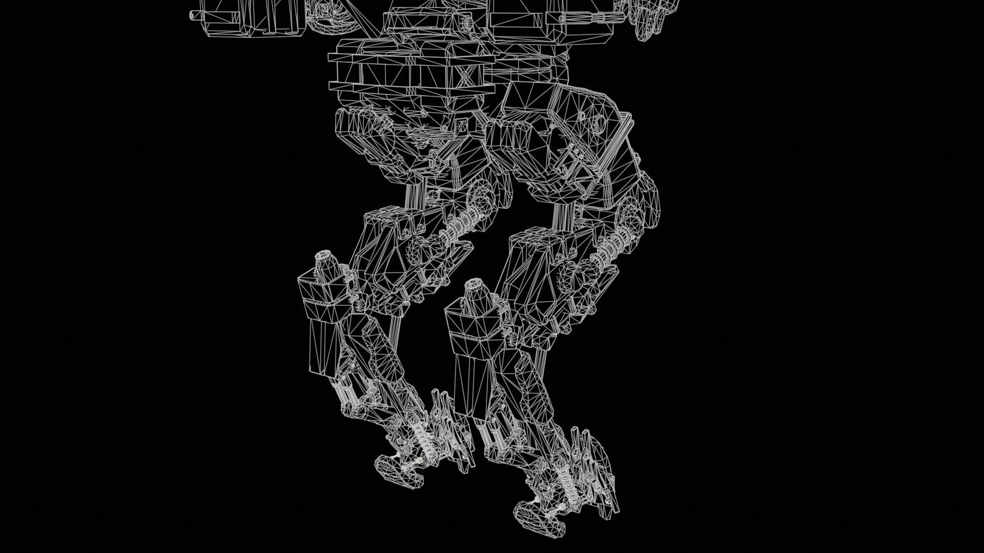 Animated sci-fi military mech Low-poly 3D model_32