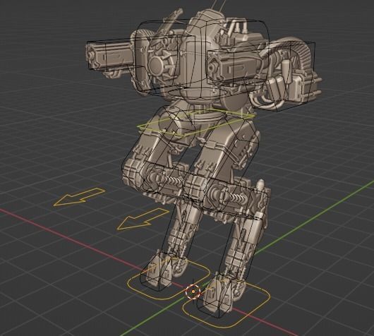 Animated sci-fi military mech Low-poly 3D model_36
