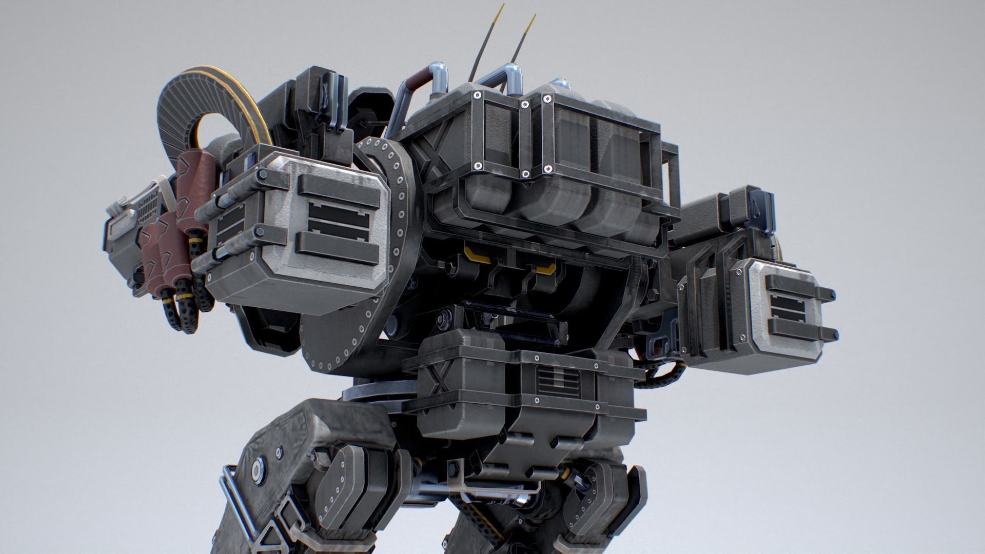 Animated sci-fi military mech Low-poly 3D model_21