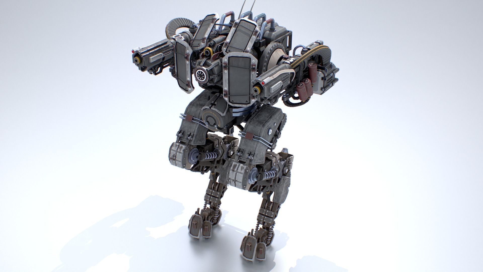 Animated sci-fi military mech Low-poly 3D model_20