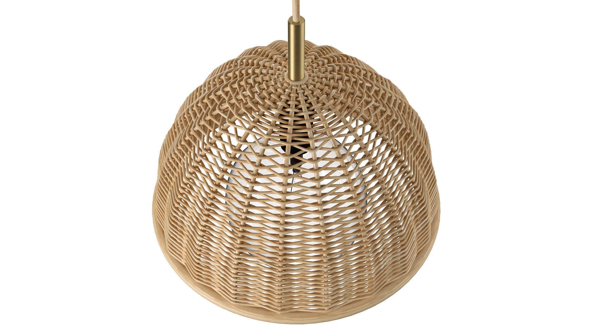 Luna wicker rattan ceiling lamp 3D model_3