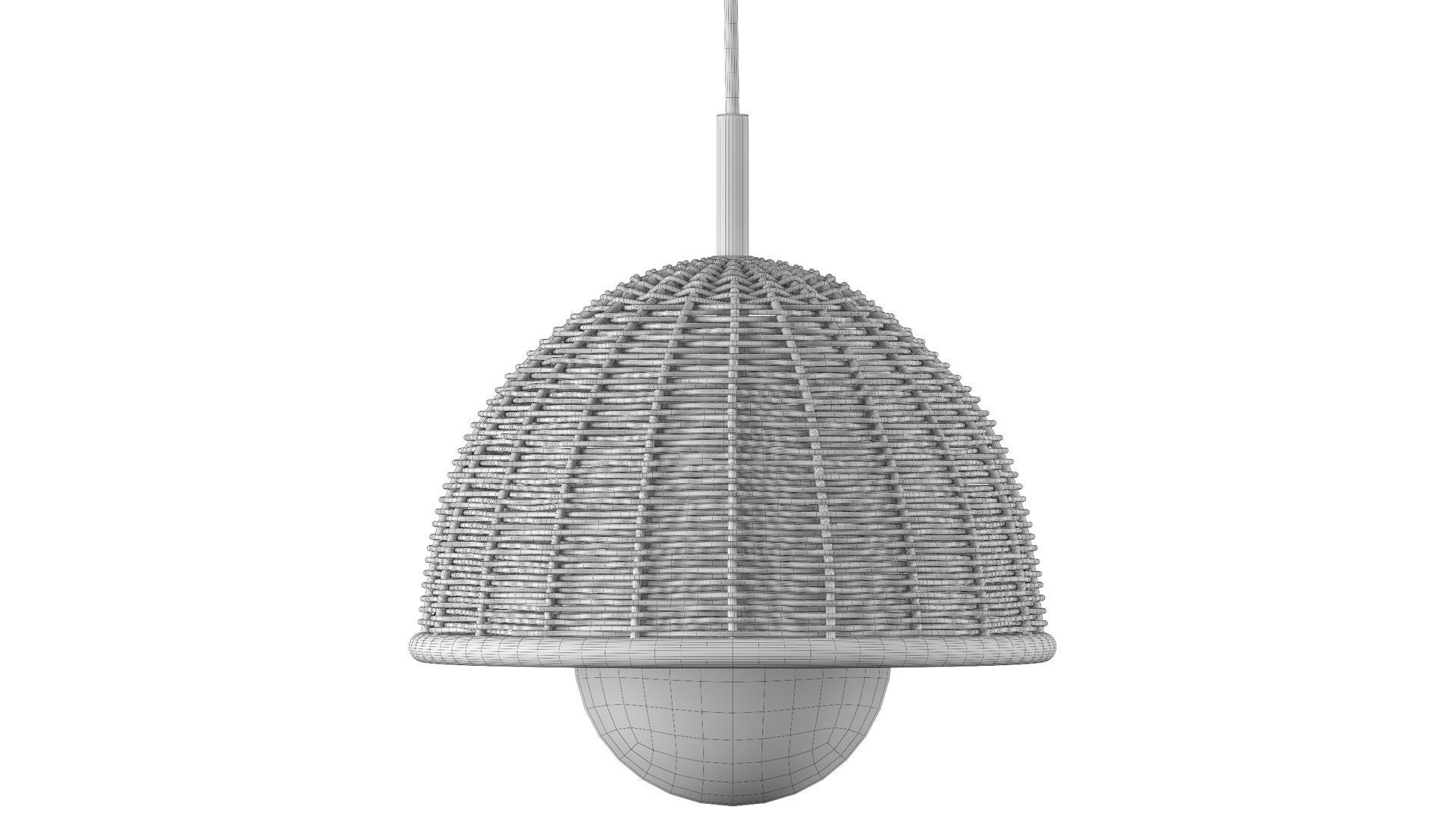 Luna wicker rattan ceiling lamp 3D model_8