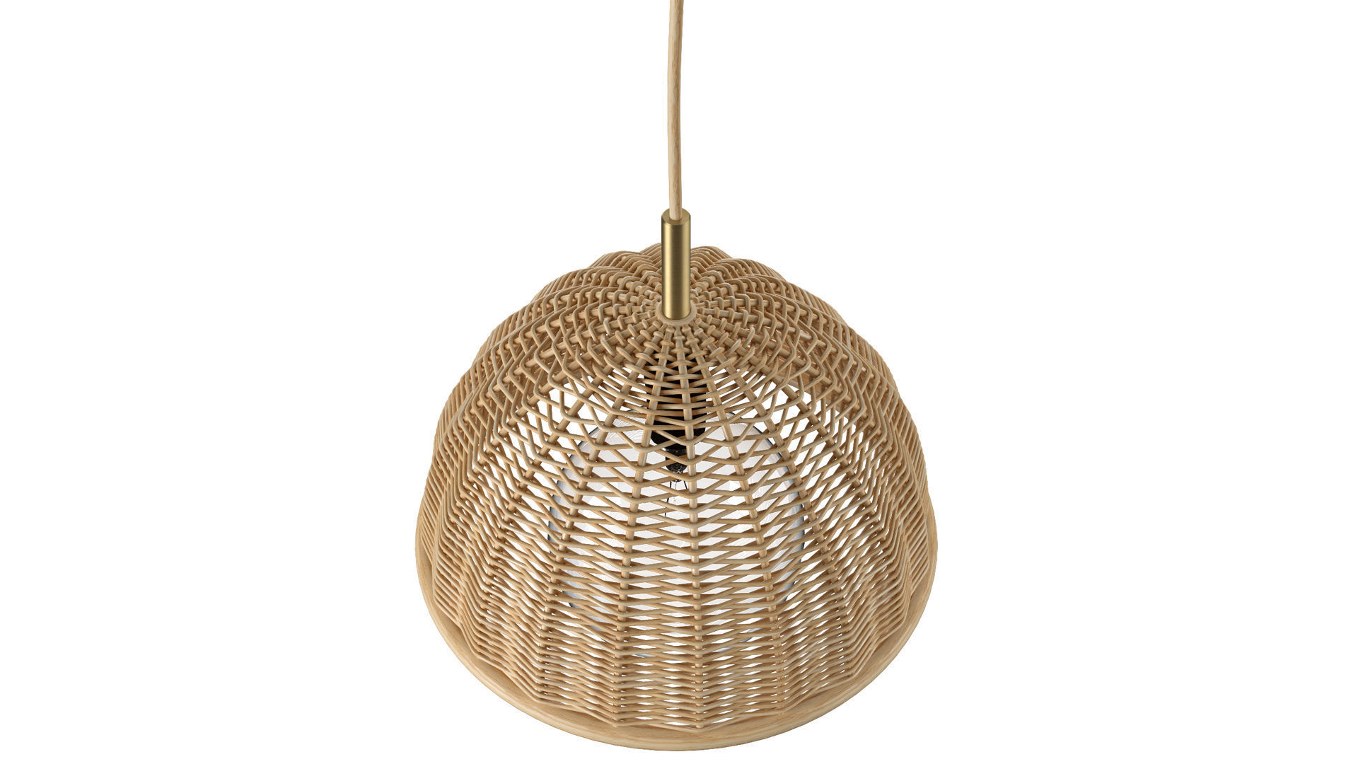 Luna wicker rattan ceiling lamp 3D model_2