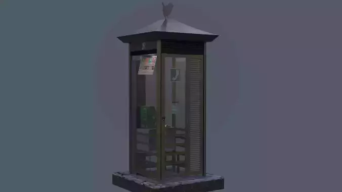 Payphone Booth Low-poly 3D model