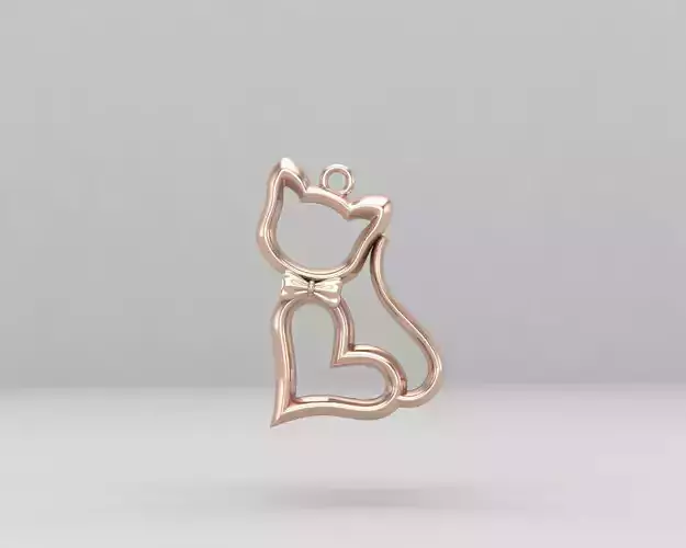 minimal cat pendant 116-MW 3D print model