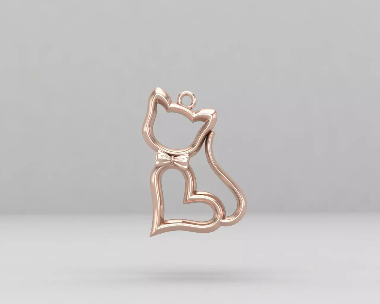 minimal cat pendant 116-MW 3D print model_0