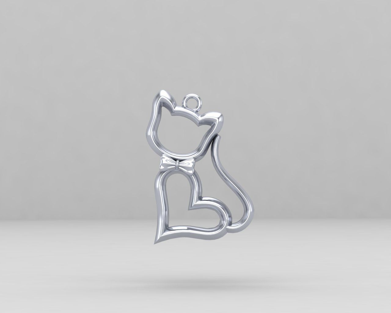 minimal cat pendant 116-MW 3D print model_3