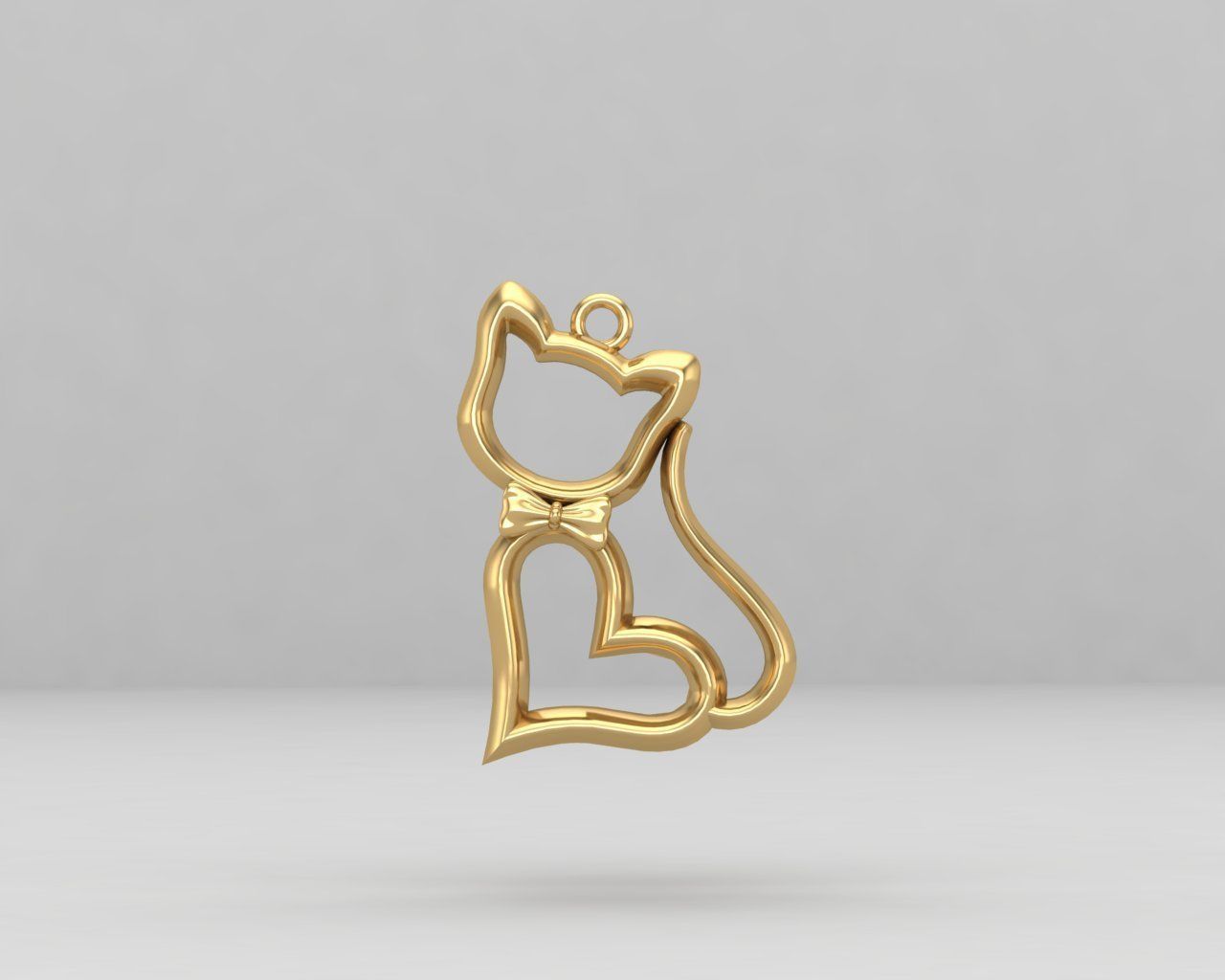 minimal cat pendant 116-MW 3D print model_2