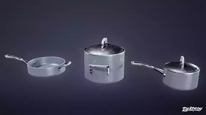 KITCHEN - Pots 02 - LOW POLY