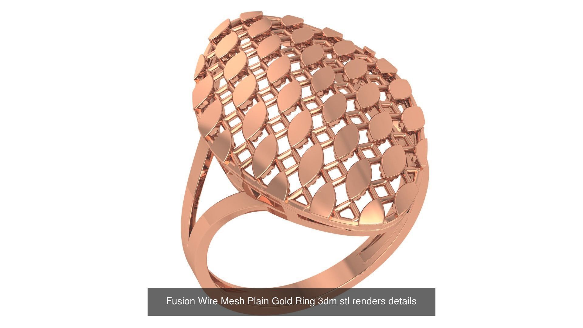 13 Fusion Wire Mesh Bead Top Plain Gold Rings 3dm stl renders 3D Model Collection_11