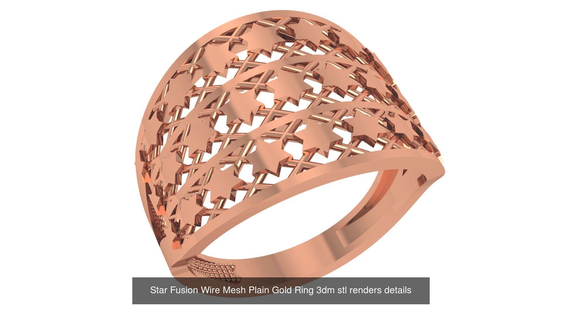 13 Fusion Wire Mesh Bead Top Plain Gold Rings 3dm stl renders 3D Model Collection_13