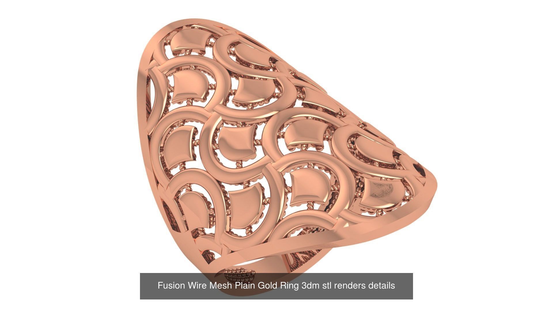 13 Fusion Wire Mesh Bead Top Plain Gold Rings 3dm stl renders 3D Model Collection_6