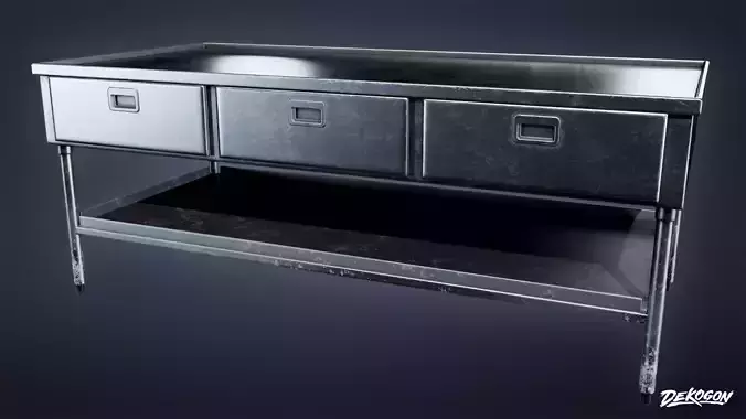 KITCHEN - Prep Table 03 - LOW POLY