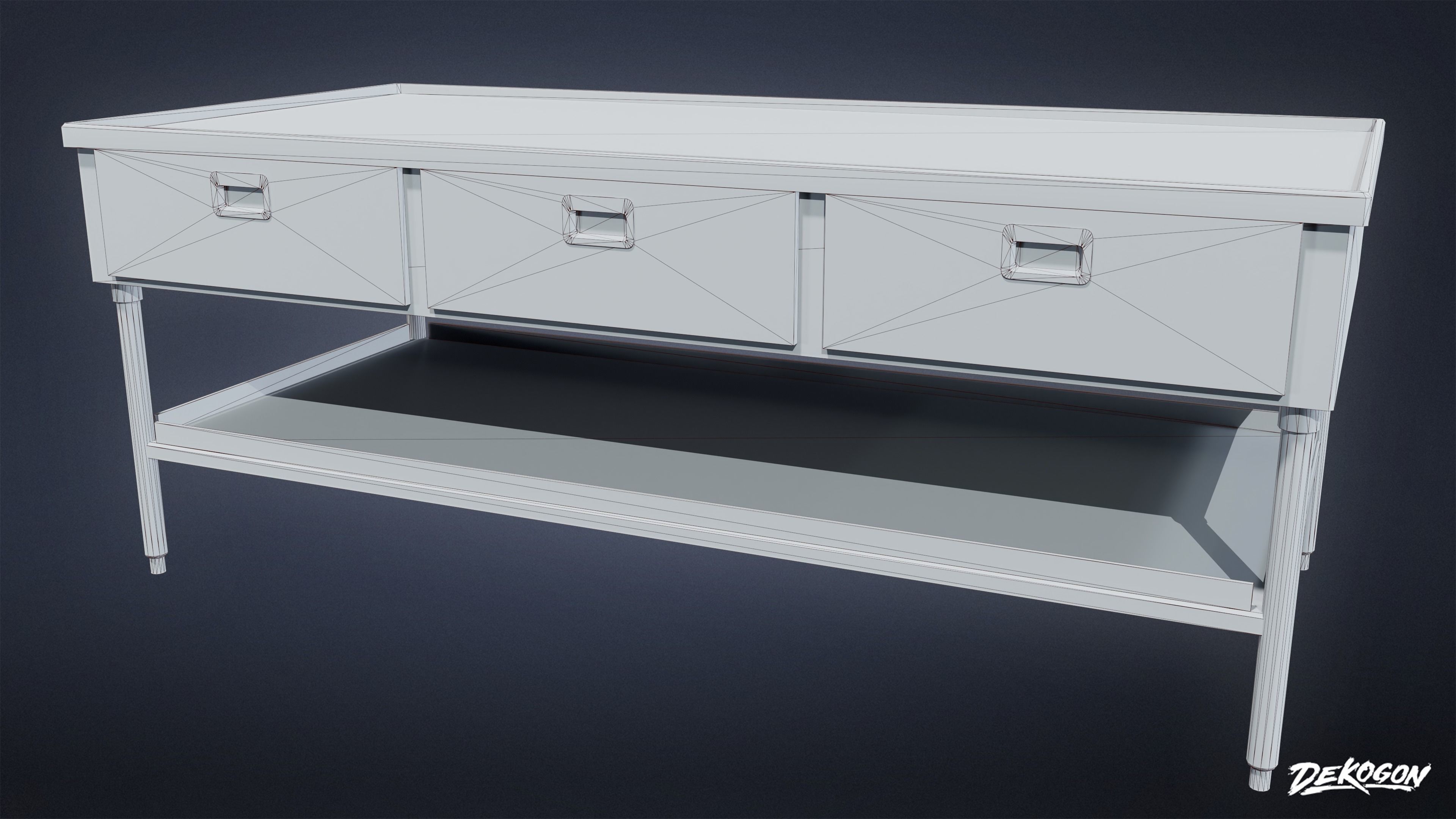 KITCHEN - Prep Table 03 - LOW POLY Low-poly 3D model_1