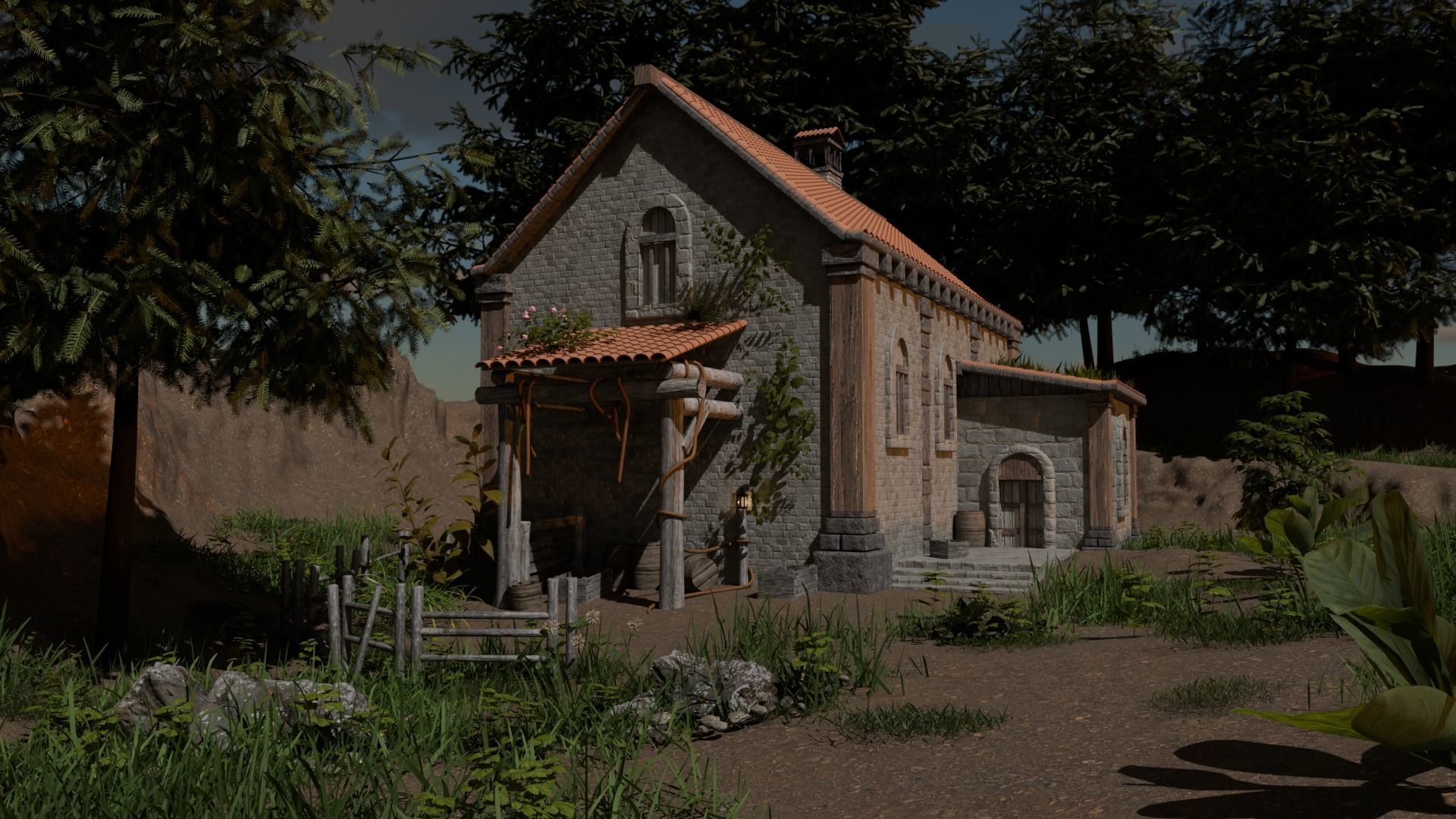 Country house Low-poly 3D model_4