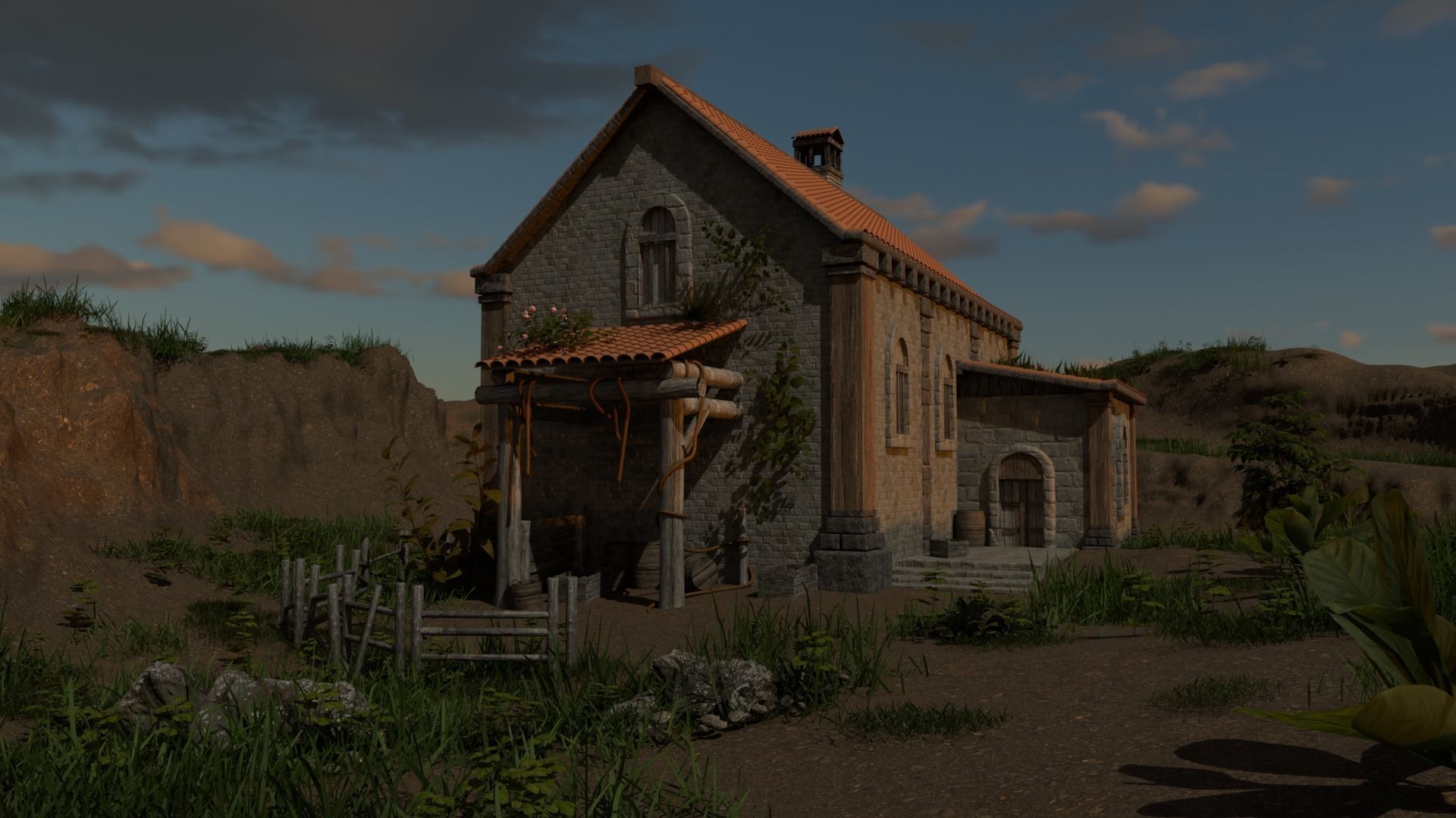 Country house Low-poly 3D model_2