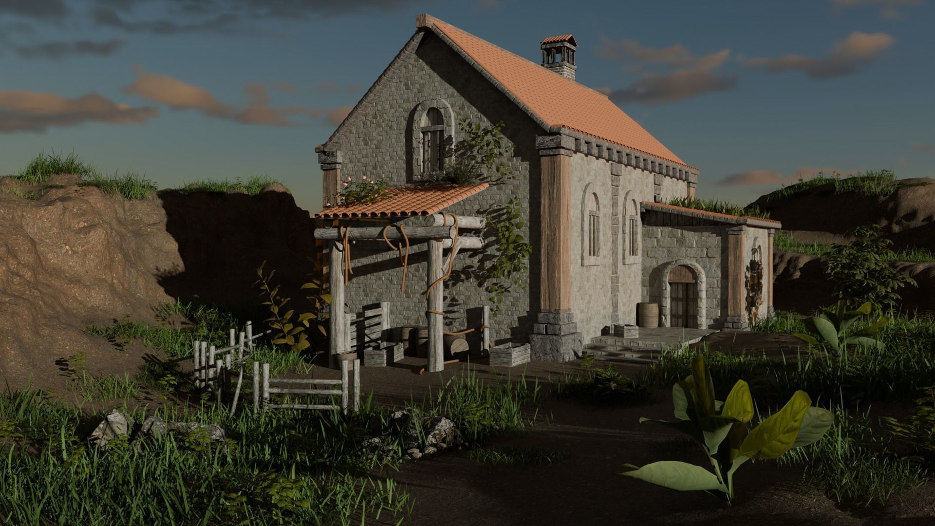 Country house Low-poly 3D model_1