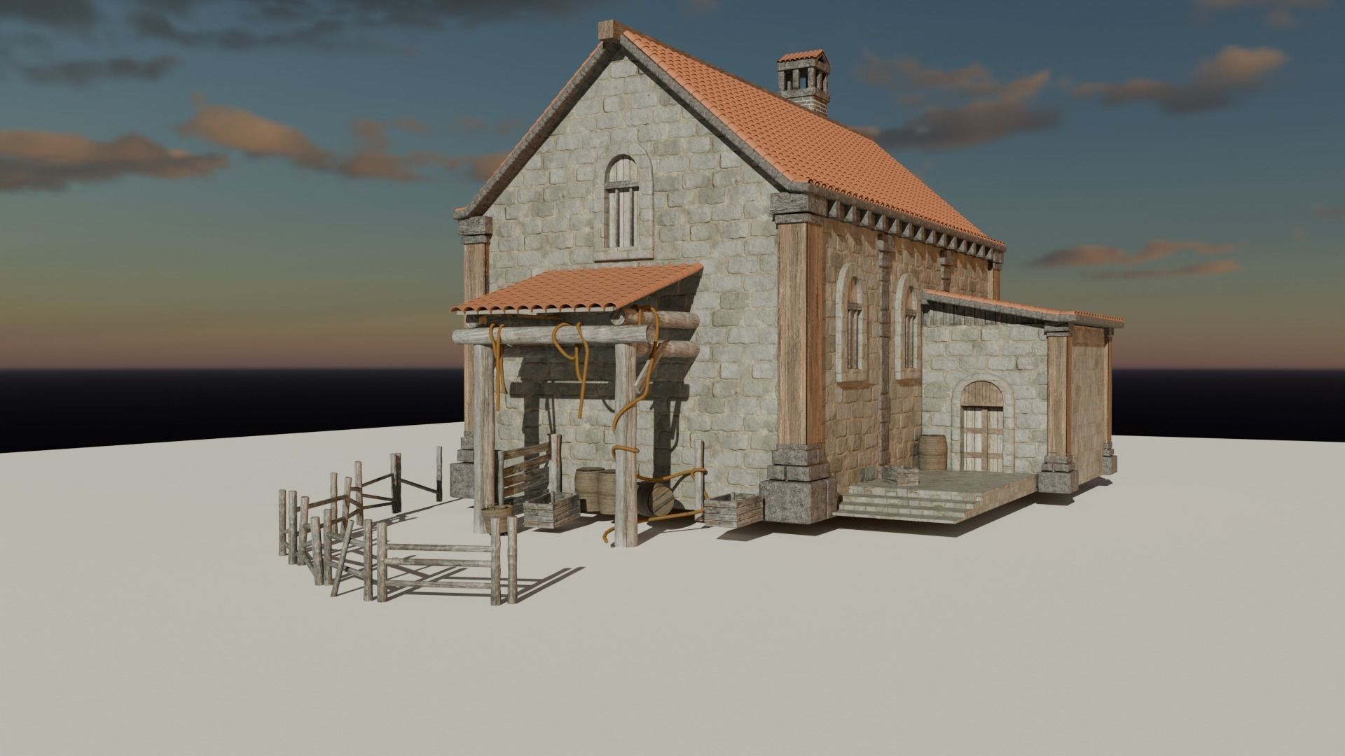 Country house Low-poly 3D model_5