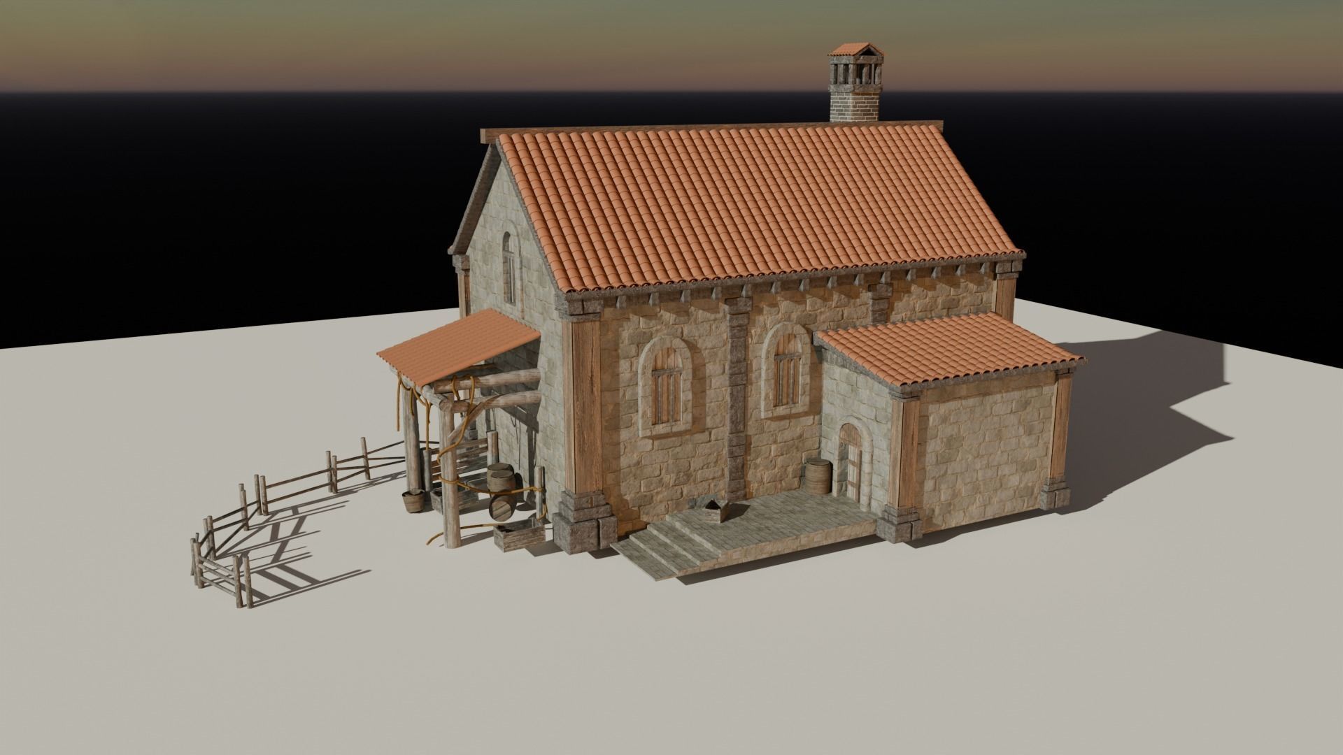 Country house Low-poly 3D model_6