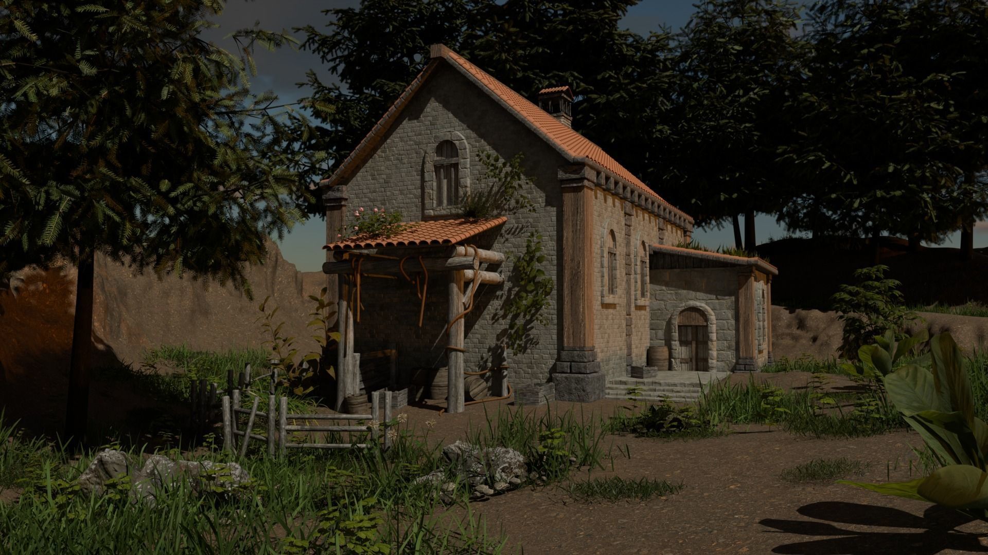 Country house Low-poly 3D model_3