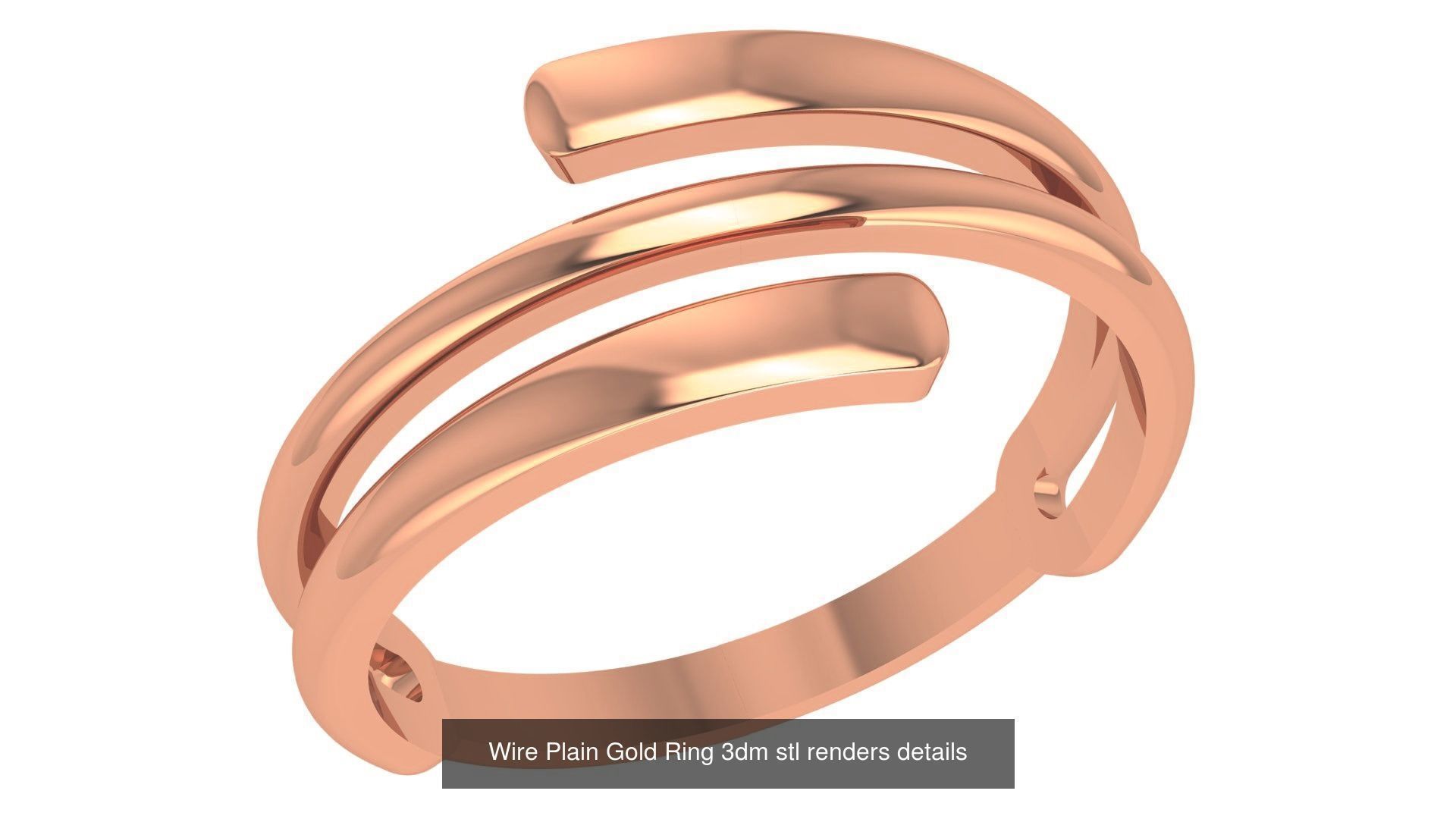 30 Wire Plain Gold Ring 3dm stl renders details 3D Model Collection_8