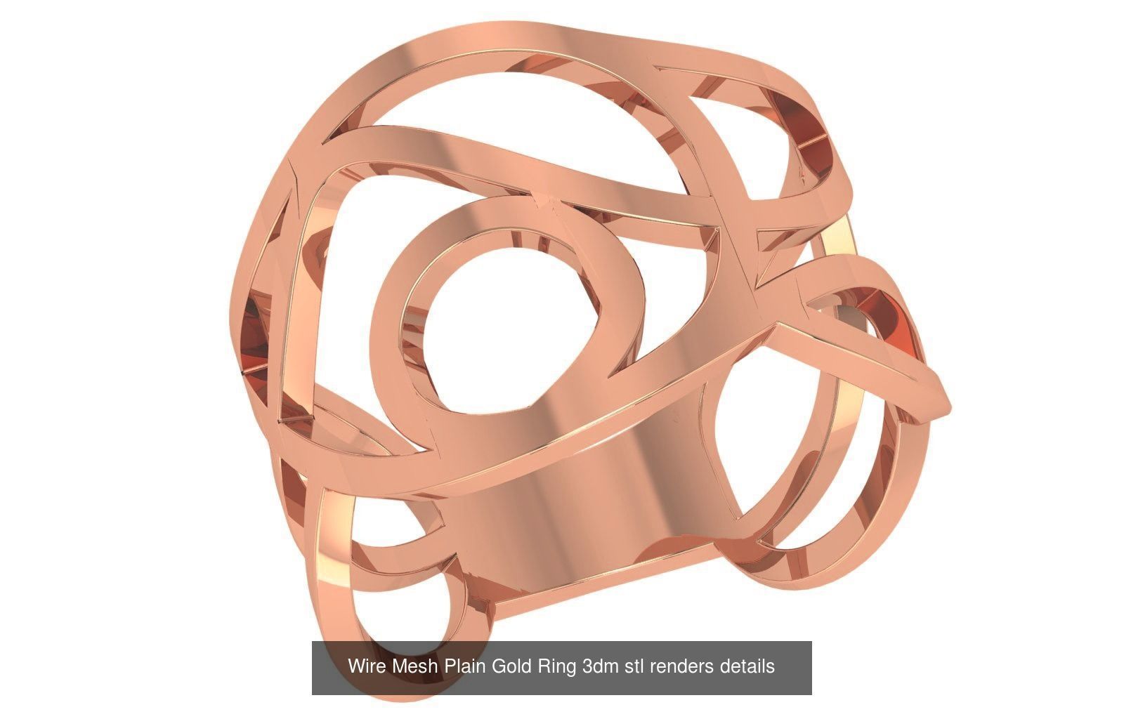 30 Wire Plain Gold Ring 3dm stl renders details 3D Model Collection_29