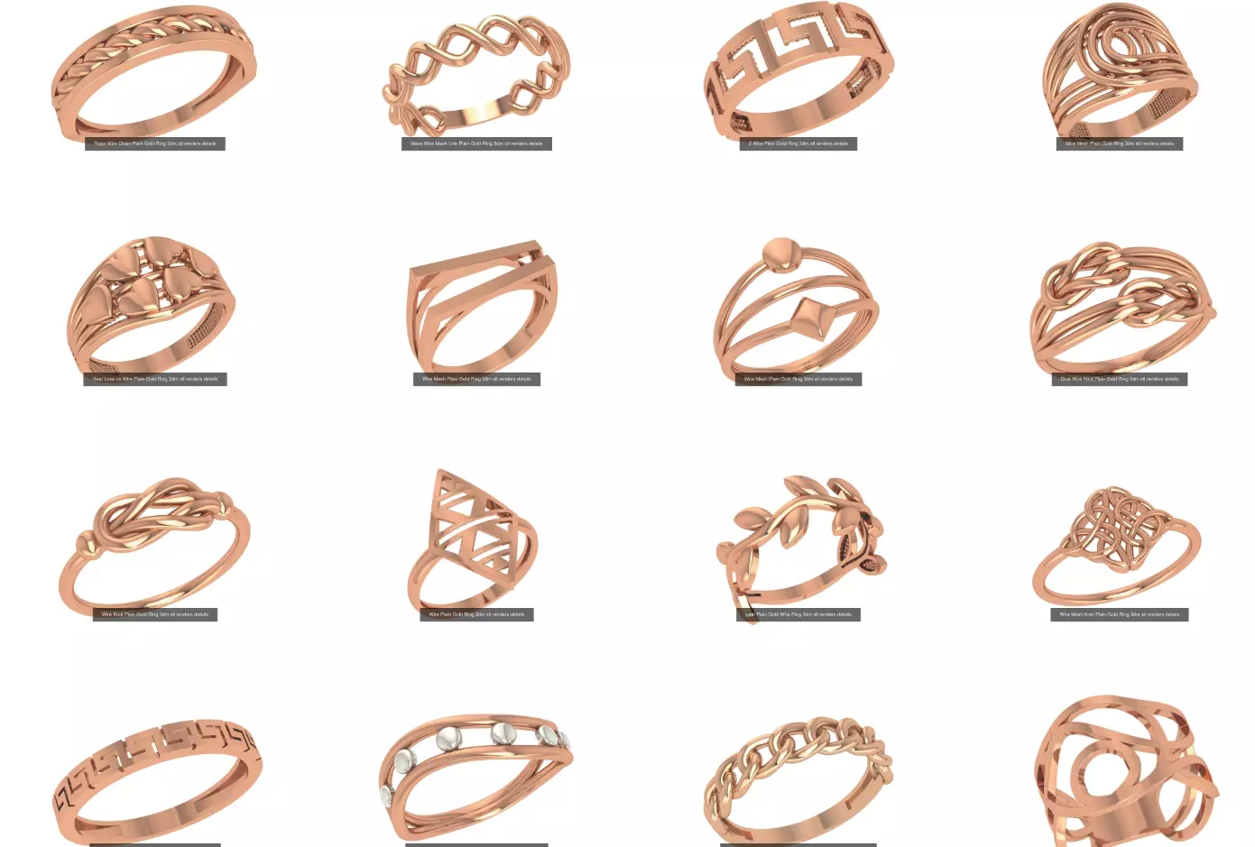 30 Wire Plain Gold Ring 3dm stl renders details 3D Model Collection_0