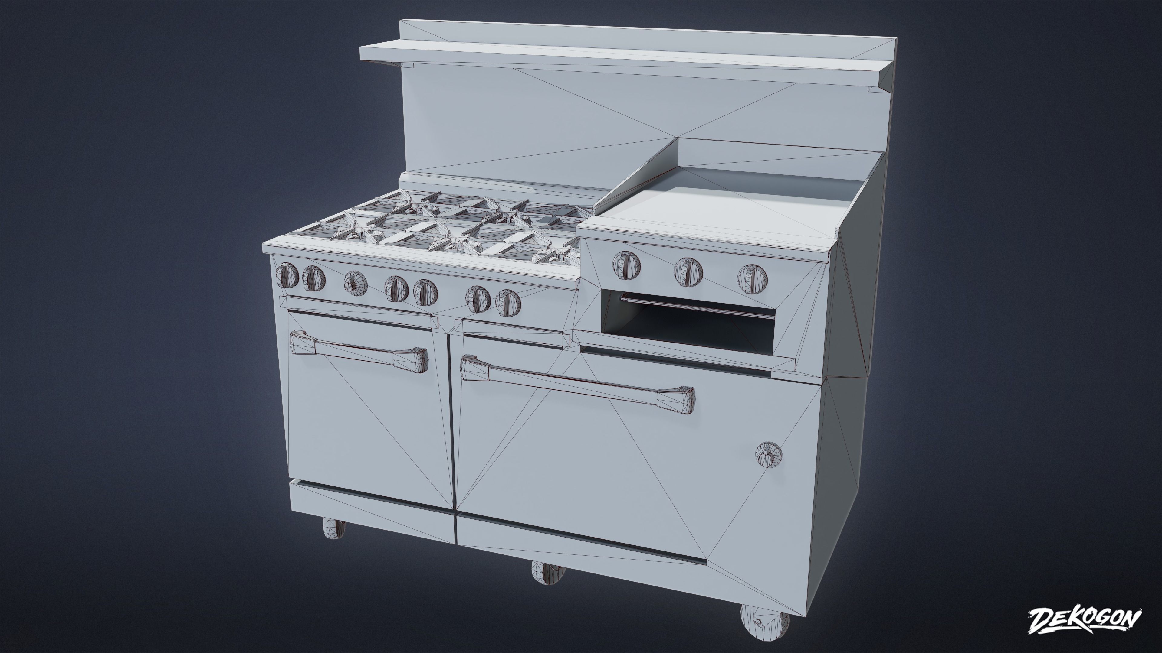 KITCHEN - Range 01 - LOW POLY Low-poly 3D model_1