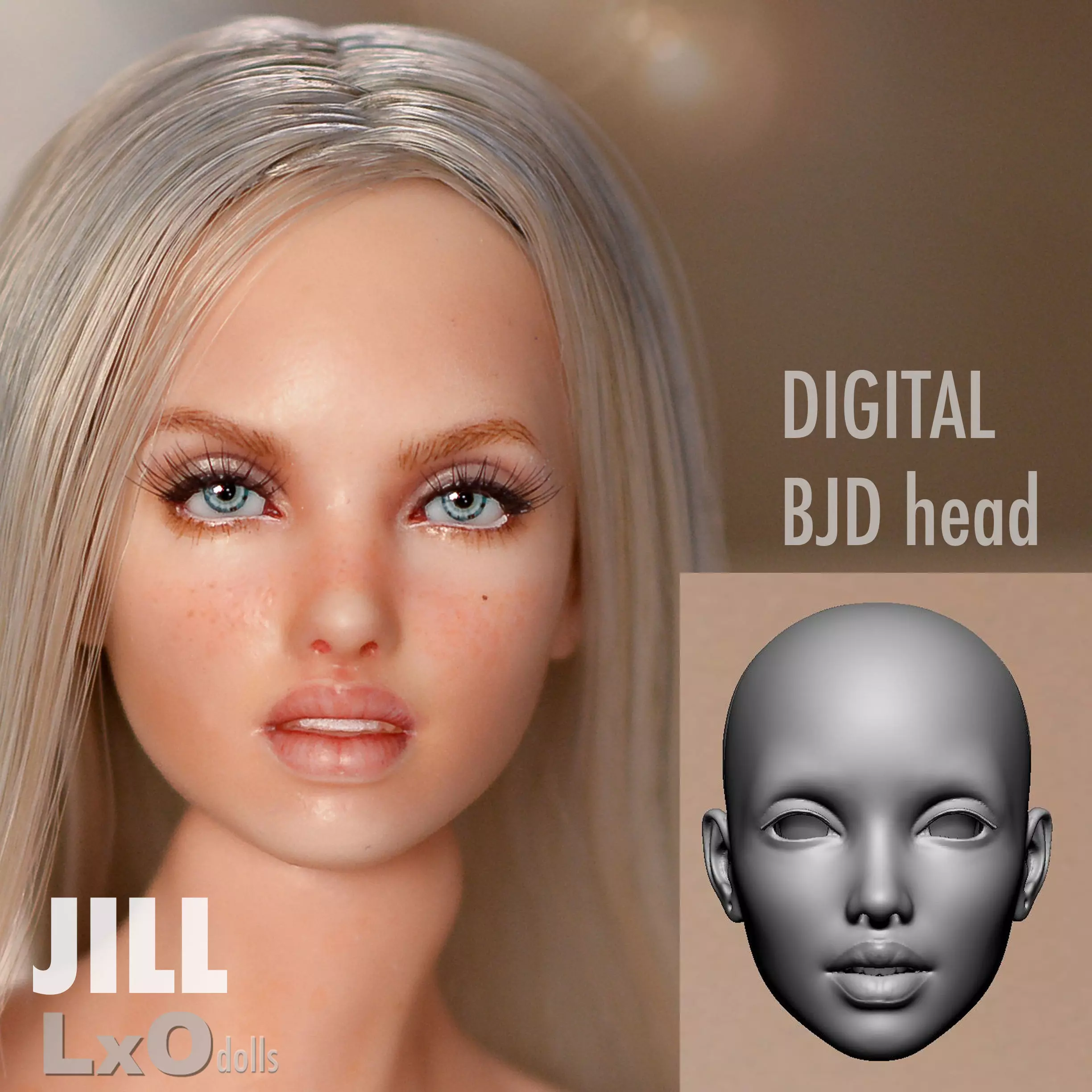 3D BJD doll Head Female Character Teenager 3D print - JILL 3D print model_0