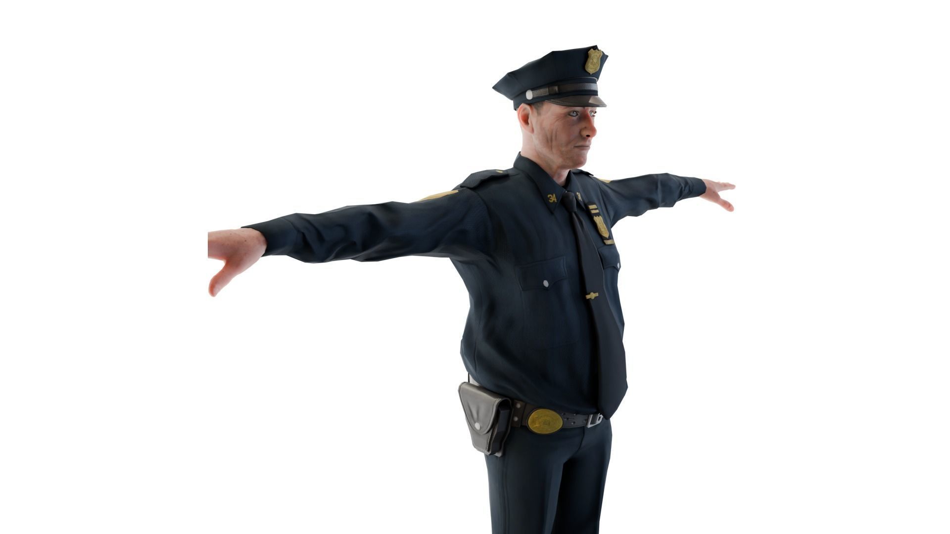 Grizzled Guardian - Authentic 3D Model of an Old Police Man 3D model_3