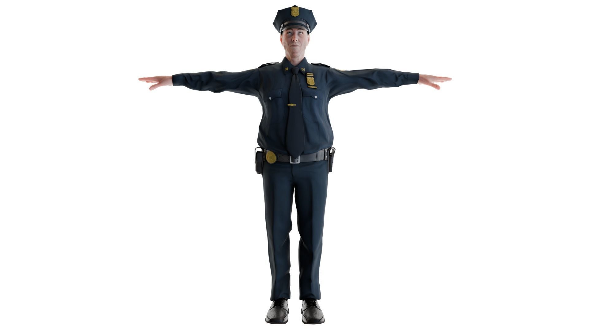 Grizzled Guardian - Authentic 3D Model of an Old Police Man 3D model_6